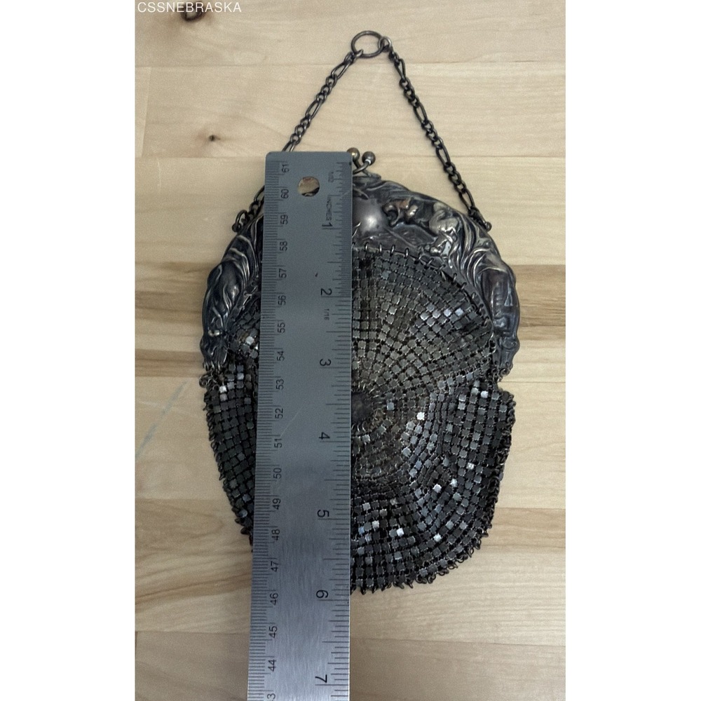 Antique Floral Steel Micro Bead Chatelaine Belt Clip Leather Kilt Purse - Picture 5 of 6